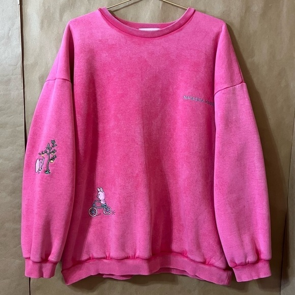 Natasha Zinko Sweat Set Embroidered Pig Elephant Sweatshirt Joggers Pink Size XS - Picture 3 of 16